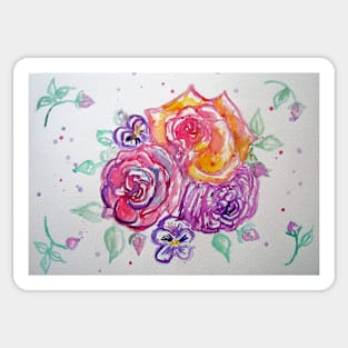 Ring of Roses Watercolour Painting Sticker